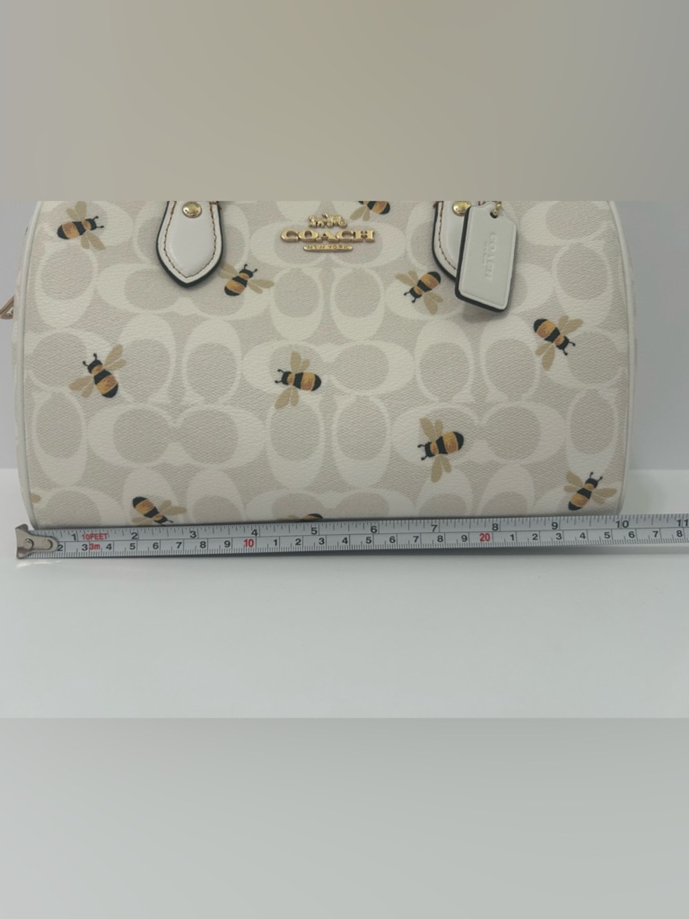 Coach Cream Bee-Print Mini Satchel with Gold Hardware - Picture 9 of 13